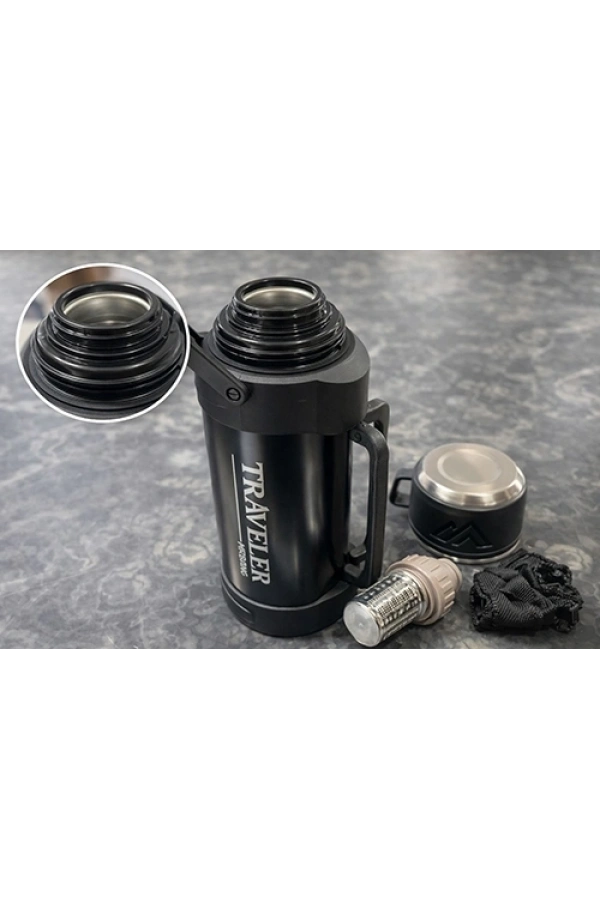 Bidebuvar 1600 ml Bardaklı Çift Katmanlı Vakumlu Paslanmaz Çelik Termos