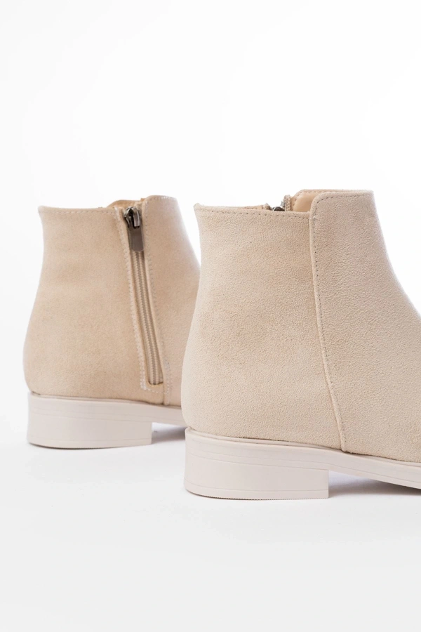 Bidebuvar 165-204 Bej Süet Fermuarlı Günlük Kadın Bot