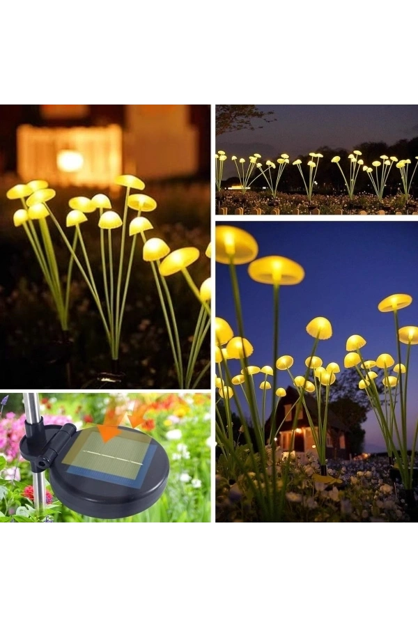 Bidebuvar 2 Adet Plastik Mantar Sensörlü Solar Bahçe Lambası