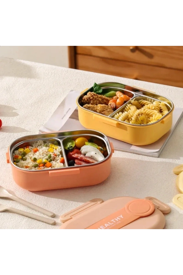 Bidebuvar 2 Bölmeli Yemek Kabı - 304 Paslanmaz Çelik - 900 ml