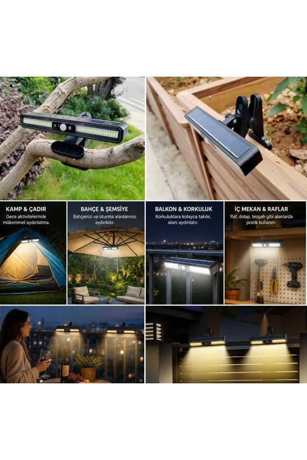 Bidebuvar 2li Mandallı LED Solar Lamba - 36 LED - Hareket Sensörlü - 3 Modlu