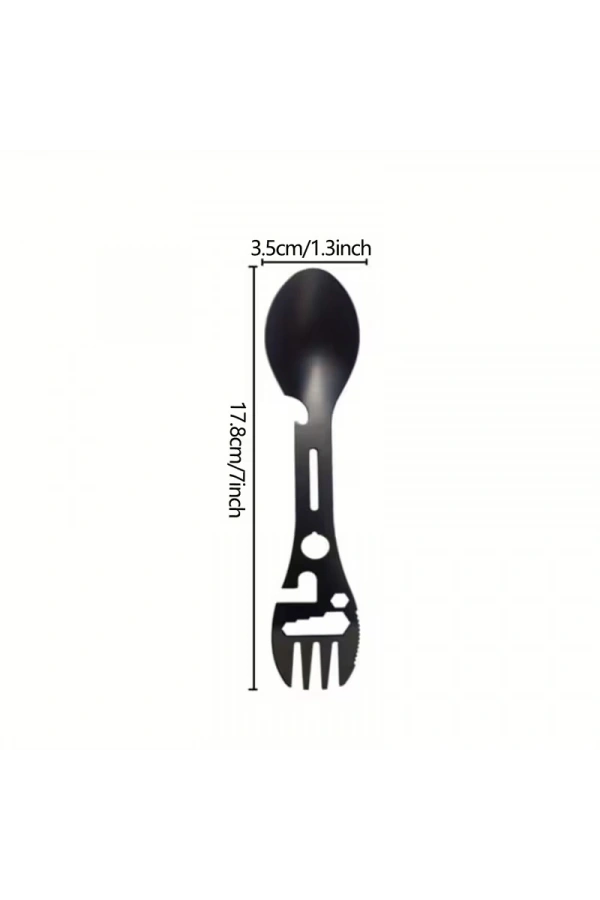 Bidebuvar 2li Paket Taktiksel Spork Kaşık Çatal - 5 Fonksiyonlu - Paslanmaz Çelik