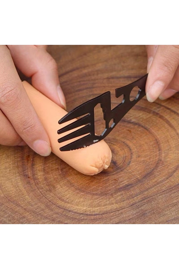 Bidebuvar 2li Paket Taktiksel Spork Kaşık Çatal - 5 Fonksiyonlu - Paslanmaz Çelik