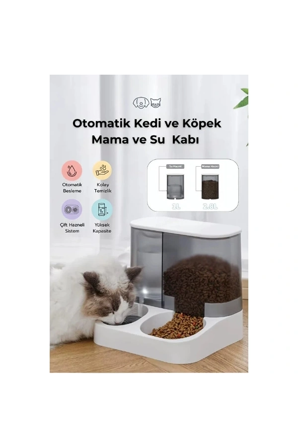 Bidebuvar 2si 1 Arada Otomatik Kedi Mama ve Su Kabı