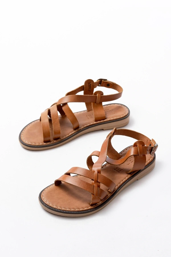 Bidebuvar 205-05 Taba Ortopedik Hakiki Deri Kadın Sandalet