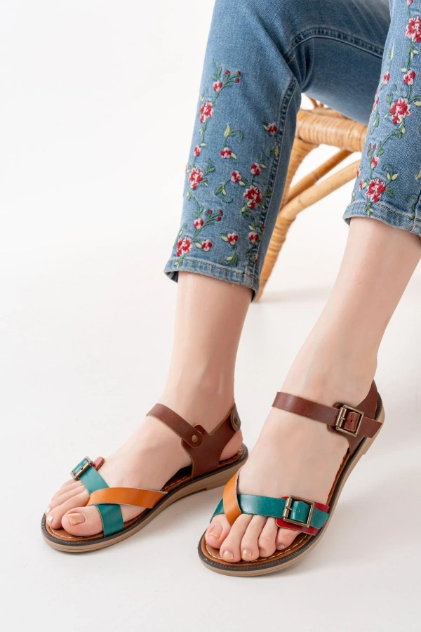 Bidebuvar 205-091 Multi Ortopedik Hakiki Deri Kadın Sandalet