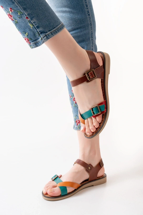 Bidebuvar 205-091 Multi Ortopedik Hakiki Deri Kadın Sandalet