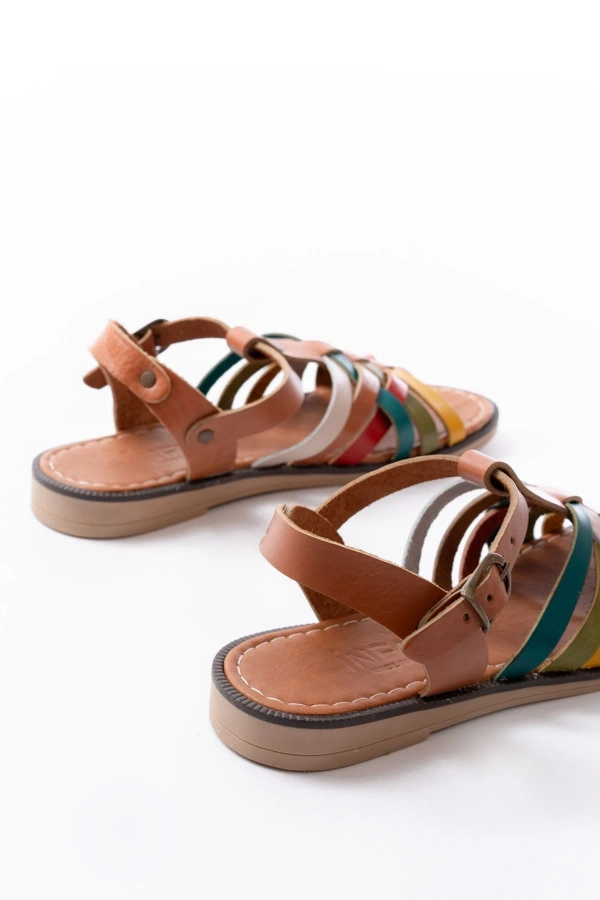 Bidebuvar 205-208 Multi Hakiki Deri Ortopedik Taban Kadın Sandalet