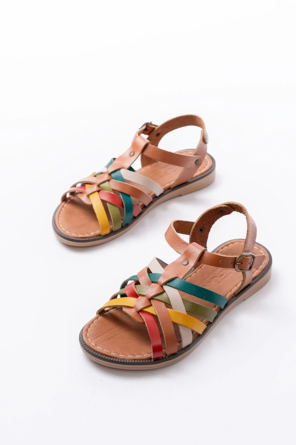 Bidebuvar 205-208 Multi Hakiki Deri Ortopedik Taban Kadın Sandalet