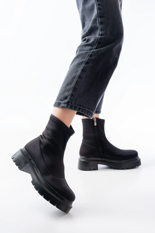 Bidebuvar 236-2011 Siyah Dalgıç Fermuarlı Günlük Kadın Bot