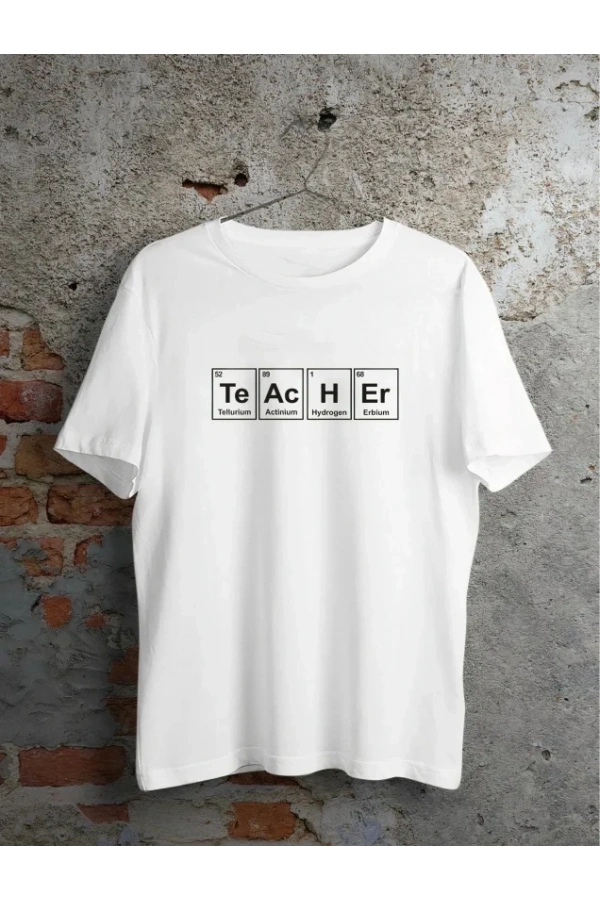Bidebuvar 24 Kasım Kimya Öğretmeni Hediyesi Baskılı Bisiklet Yaka T-shirt - Beyaz