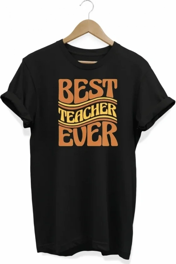 Bidebuvar 24 Kasım Öğretmenler Günü Hediye Baskılı Oversize Bisiklet Yaka T-shirt - Siyah