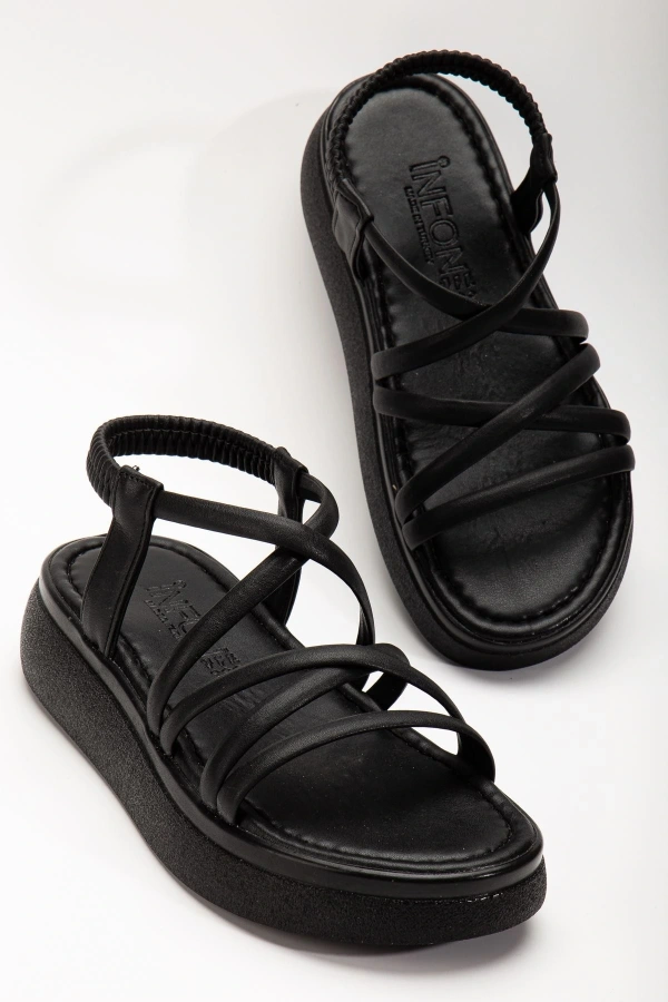 Bidebuvar 24413-841 Siyah Dolgu Topuk Kadın Sandalet