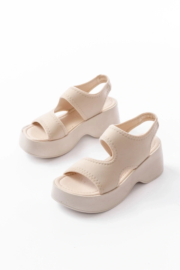 Bidebuvar 24414-573 Bej Dalgıç Günlük Dolgu Topuk Kadın Sandalet