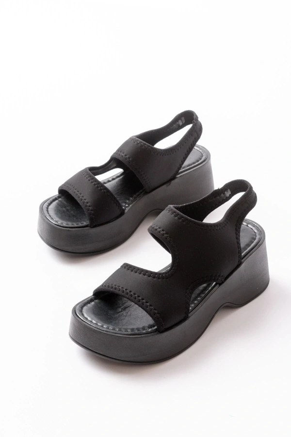 Bidebuvar 24414-573 Siyah Dalgıç Günlük Dolgu Topuk Kadın Sandalet