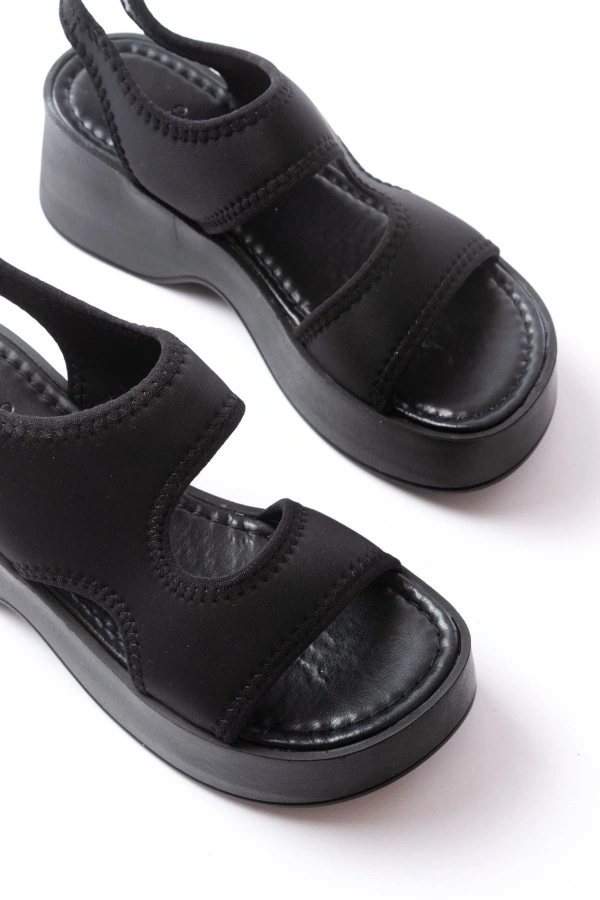 Bidebuvar 24414-573 Siyah Dalgıç Günlük Dolgu Topuk Kadın Sandalet