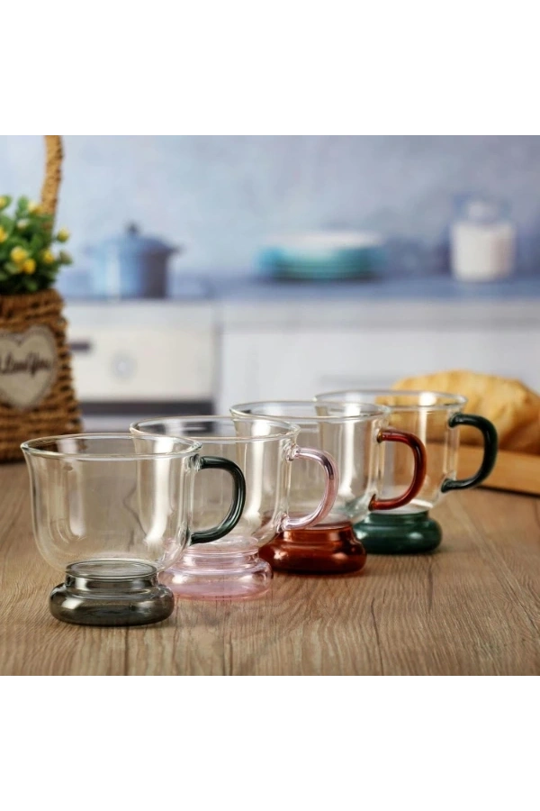 Bidebuvar 250 ml Renkli Cam Bardak