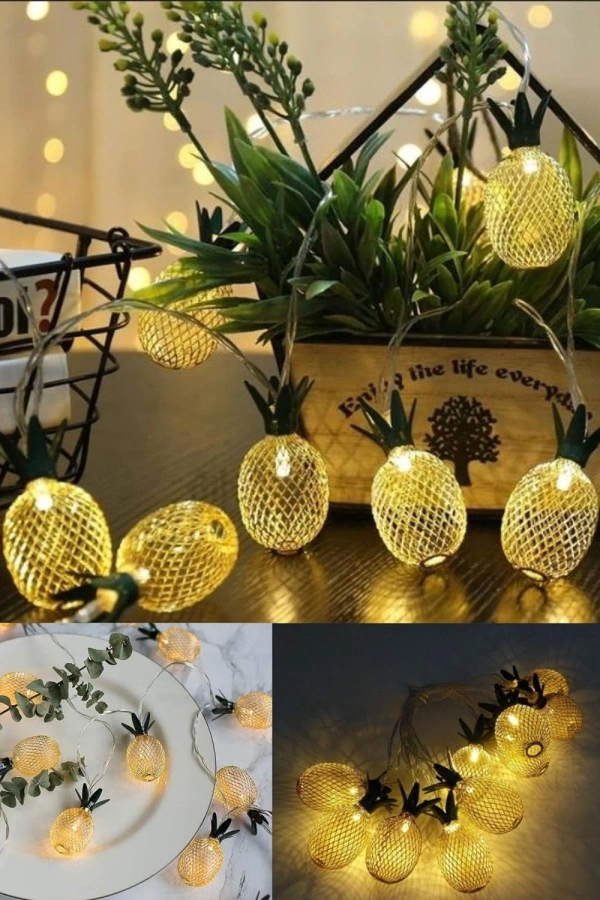 Bidebuvar 2m 10 Led 2 Kademeli Ananas Led Işık Pilli