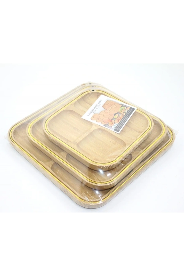 Bidebuvar 3lü Ahşap Kahvaltı Çerez Ve Meyve Sunum Tabağı