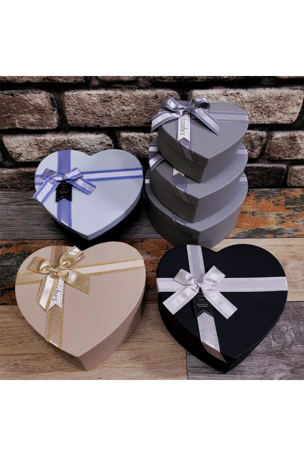 Bidebuvar 3lü Hediyelik Kalp Kutu Seti