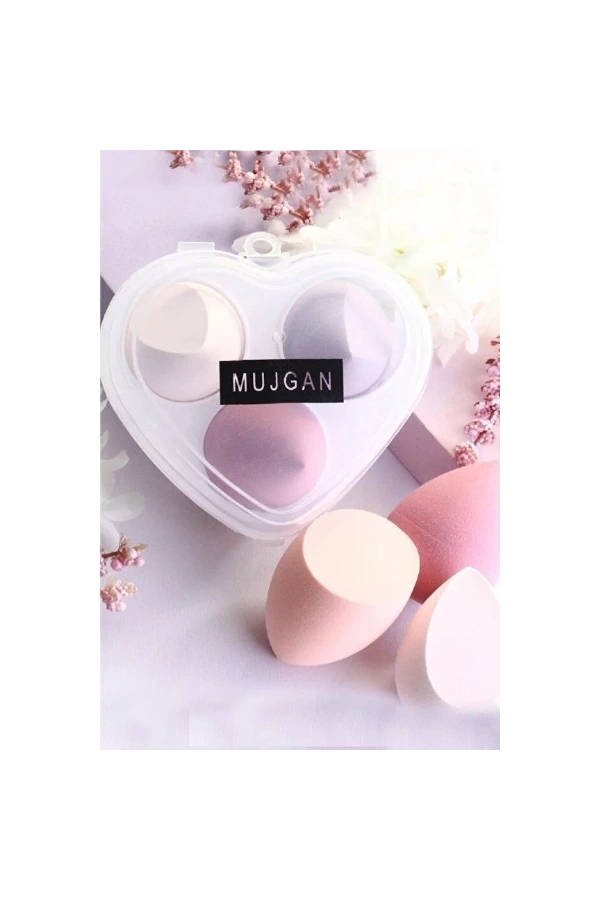 Bidebuvar 3lü Makyaj Süngeri Seti Kalpli Kutu