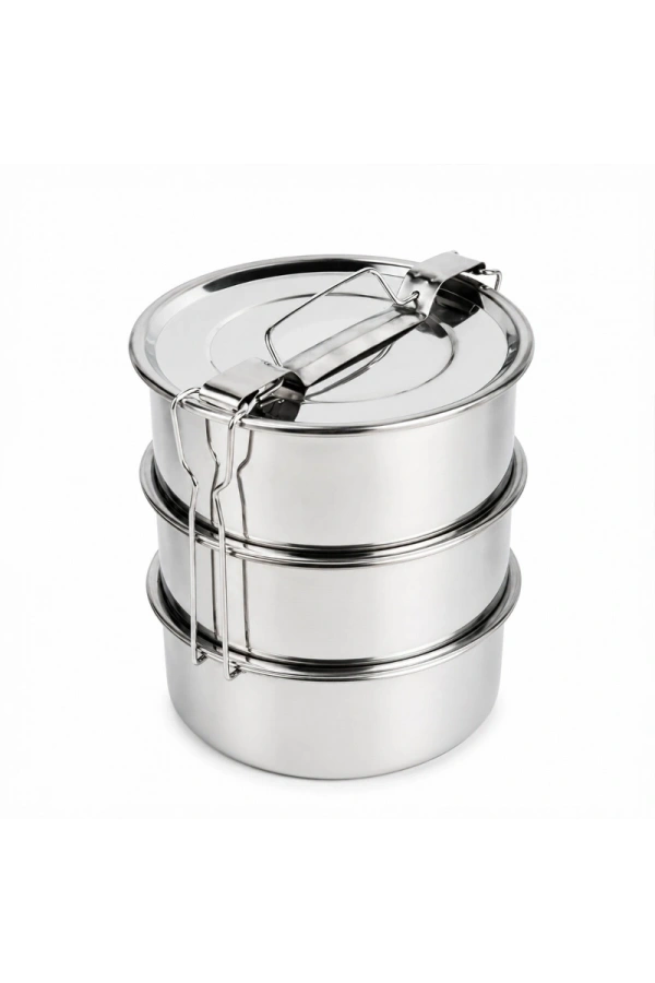 Bidebuvar 3lü Metal Sefer Tası - Paslanmaz Çelik - 16 cm