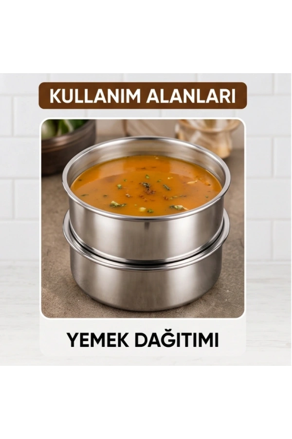 Bidebuvar 3lü Metal Sefer Tası - Paslanmaz Çelik - 16 cm