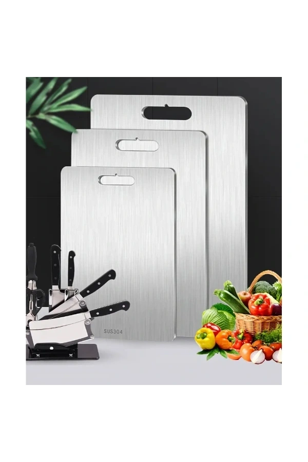 Bidebuvar 3lü Paslanmaz Çelik Kesme Tahtası Seti