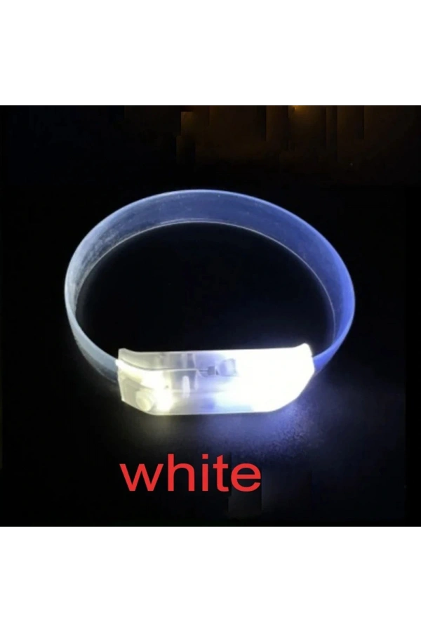 Bidebuvar 3 Modlu Pilli LED Işıklı Esnek Parti Bilekliği Beyaz