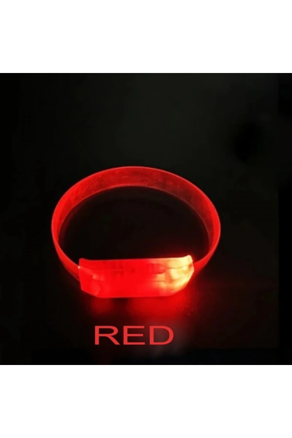 Bidebuvar 3 Modlu Pilli LED Işıklı Esnek Parti Bilekliği Kırmızı