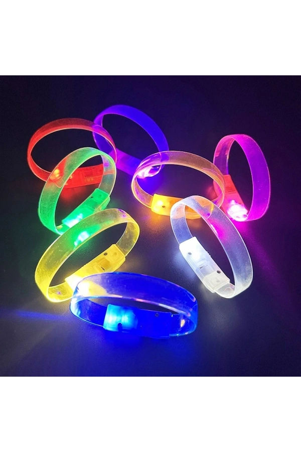 Bidebuvar 3 Modlu Pilli LED Işıklı Esnek Parti Bilekliği Mavi