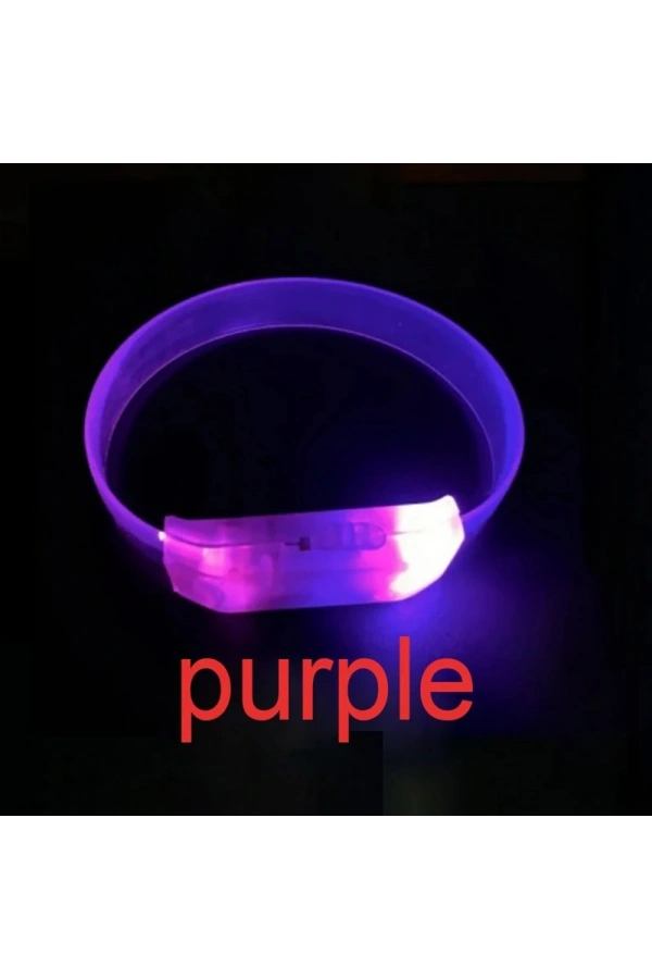 Bidebuvar 3 Modlu Pilli LED Işıklı Esnek Parti Bilekliği Mor