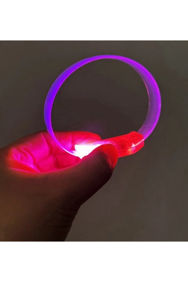 Bidebuvar 3 Modlu Pilli LED Işıklı Esnek Parti Bilekliği Pembe