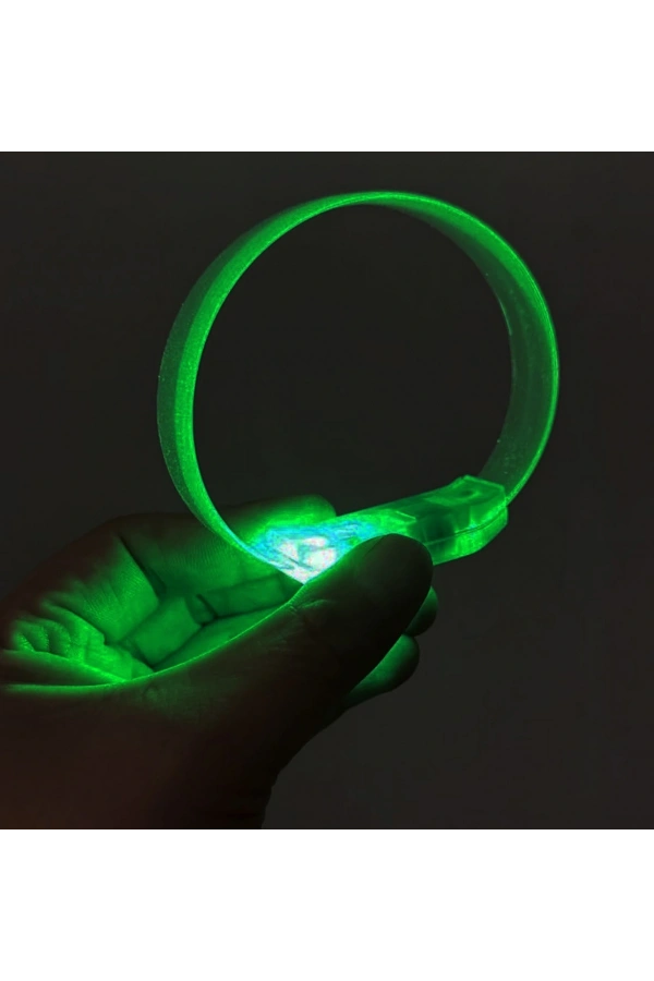 Bidebuvar 3 Modlu Pilli LED Işıklı Esnek Parti Bilekliği Yeşil