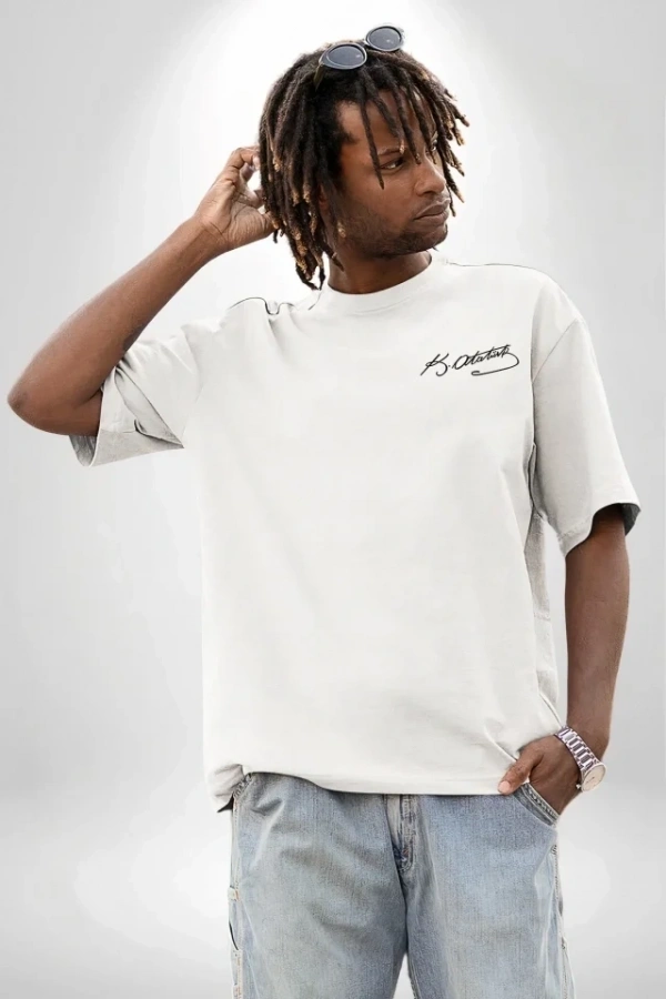 Bidebuvar 30 Ağustos Zafer Bayramı Ön Arka Baskılı Oversize Bisiklet Yaka T-shirt - Beyaz