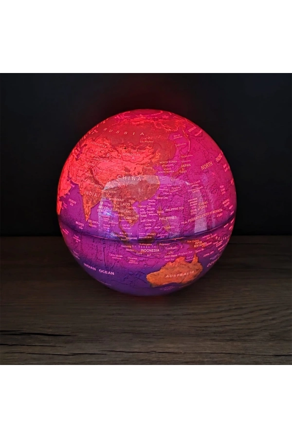 Bidebuvar 360 Derece Dönen LED Işıklı Mavi Dünya Küresi