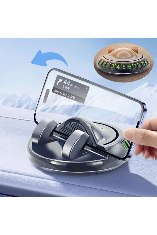 Bidebuvar 360° Dönebilen Yapışkanlı Numaratörlü Araç Telefon Tutucu