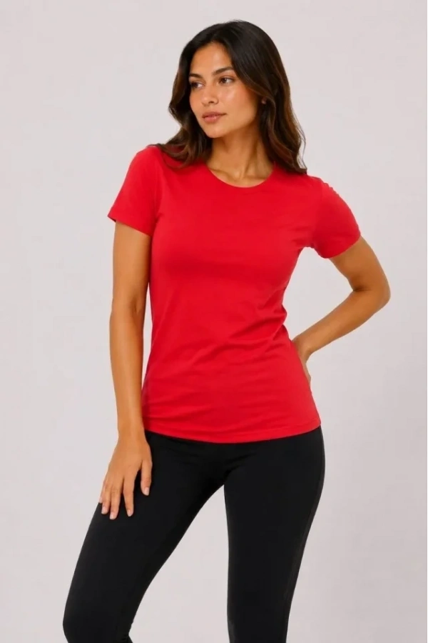 Bidebuvar 3’lü Kısa Kollu Bisiklet Yaka Basic Slim Fit T-Shirt - Kırmızı - Mavi - Turuncu