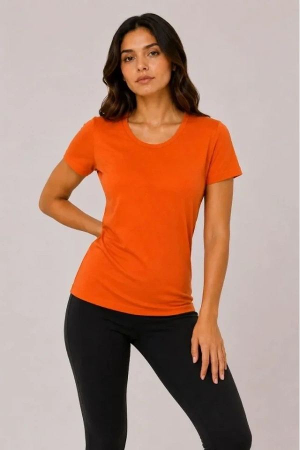 Bidebuvar 3’lü Kısa Kollu Bisiklet Yaka Basic Slim Fit T-Shirt - Kırmızı - Mavi - Turuncu