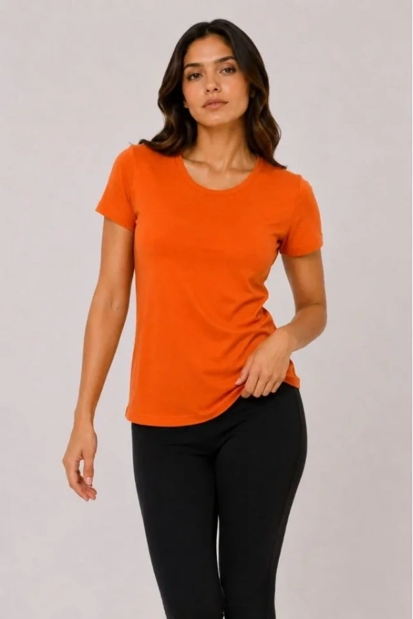 Bidebuvar 3’lü Kısa Kollu Bisiklet Yaka Basic Slim Fit T-Shirt - Kırmızı - Turuncu - Bej