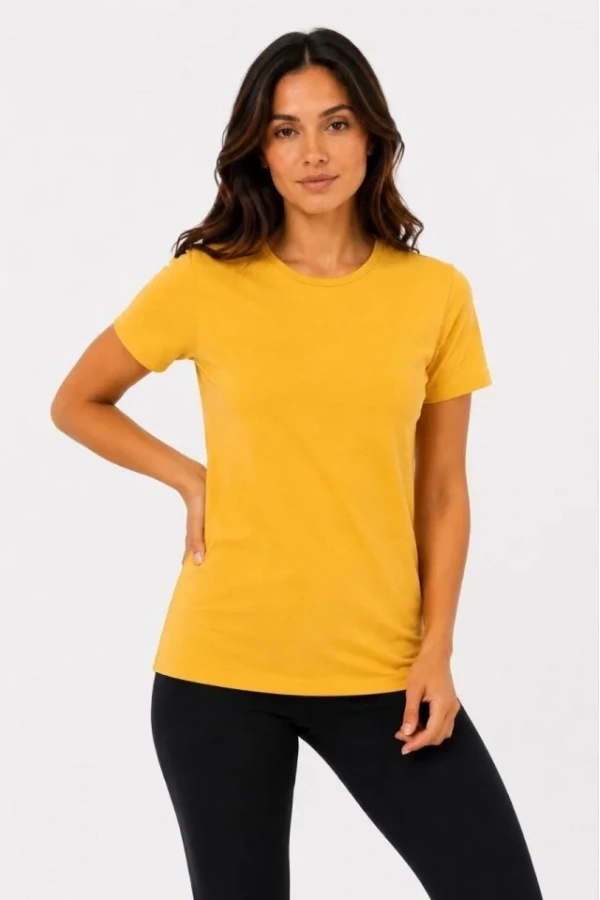 Bidebuvar 3’lü Kısa Kollu Bisiklet Yaka Basic Slim Fit T-Shirt - Mor - Petrol Mavisi - Hardal