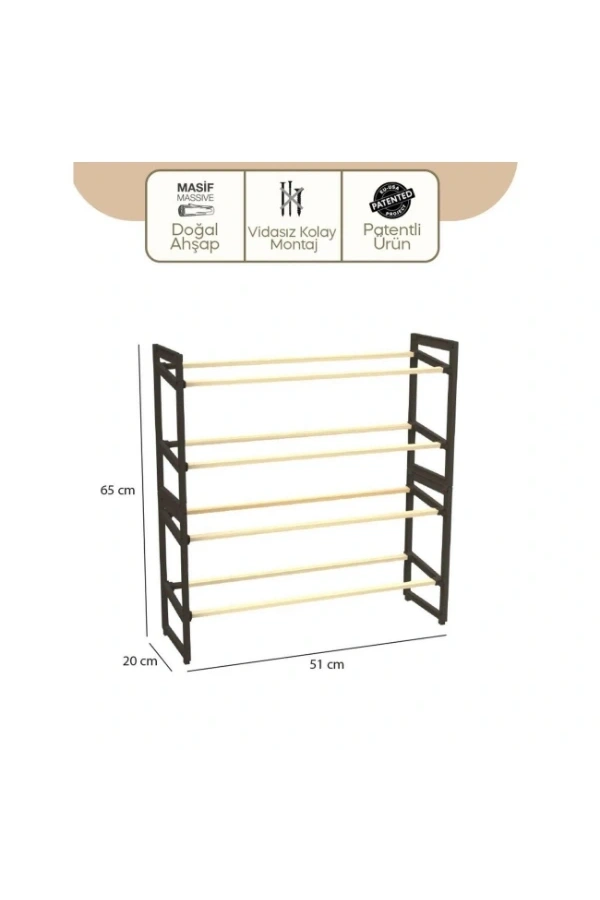Bidebuvar 4 Katlı Ahşap Ayakkabılık