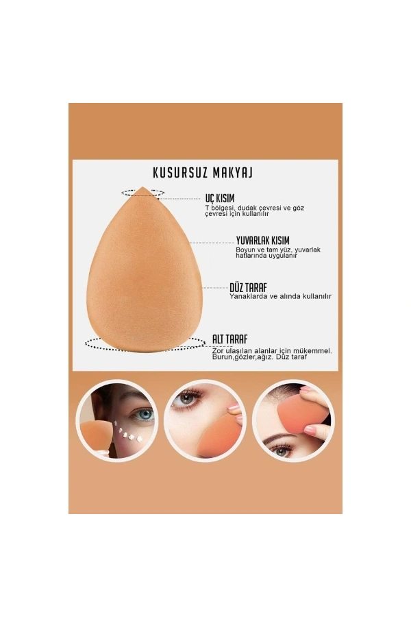 Bidebuvar 4lü Kapaklı Armut Makyaj Süngeri Seti