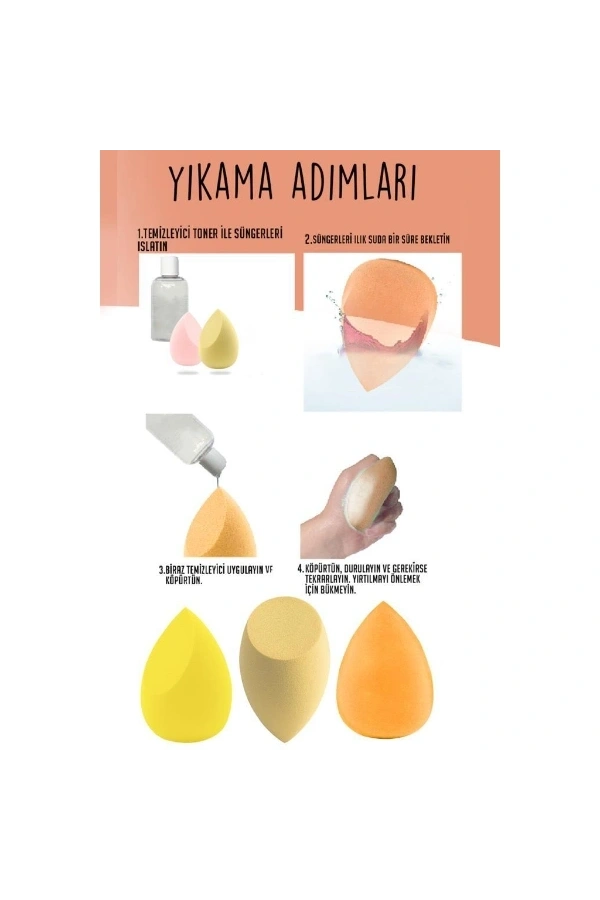 Bidebuvar 4lü Kapaklı Armut Makyaj Süngeri Seti