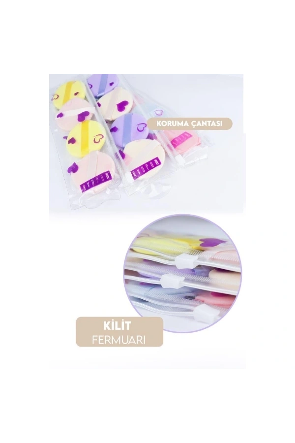 Bidebuvar 4lü Tutmalı Pudra Makyaj Süngeri Puf Seti