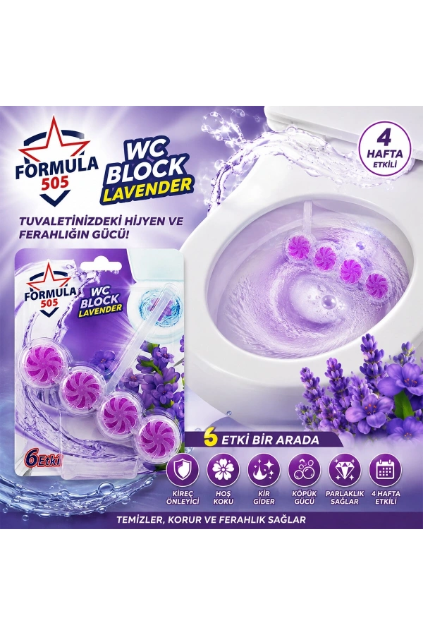 Bidebuvar 4lü WC Blok - Lavanta Kokulu - 2 Adet - 6 Etkili - 200 gr