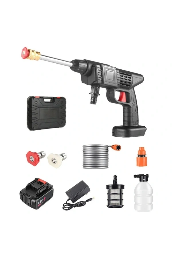 Bidebuvar 48V Şarjlı Çift Bataryalı Taşınabilir Basınçlı Yıkama Sulama Tabancası