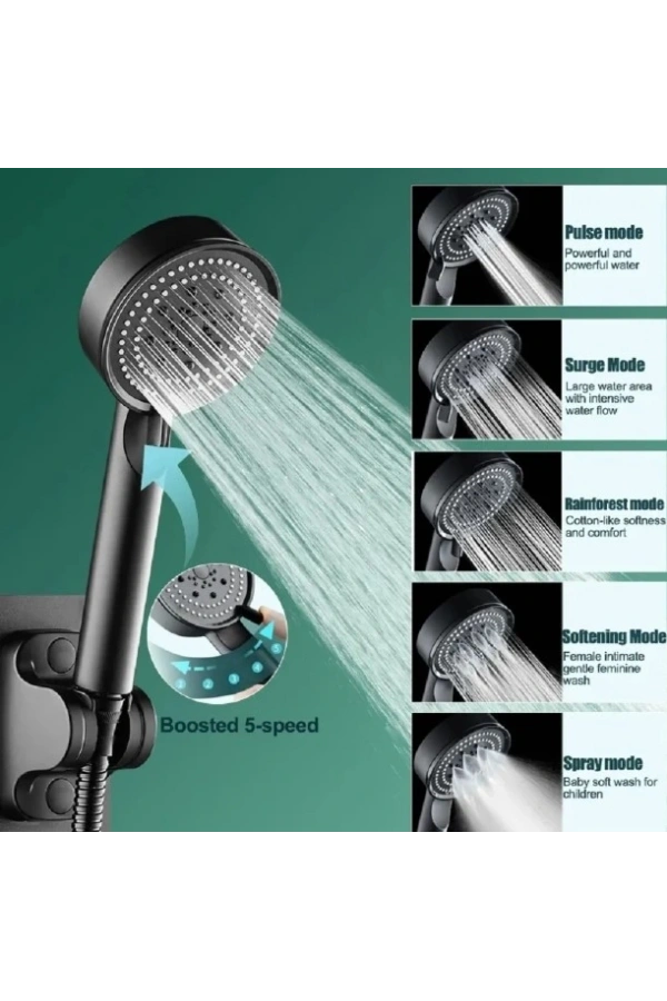 Bidebuvar 5 Kademeli Duş Başlığı Siyah