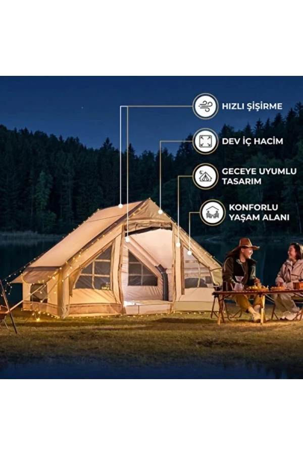 Bidebuvar 6 Kişilik Şişme Kamp Çadırı - 4 Mevsim - Dev İç Hacim