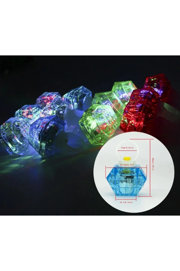 Bidebuvar 6lı Kristal LED Parti Yüzük Seti